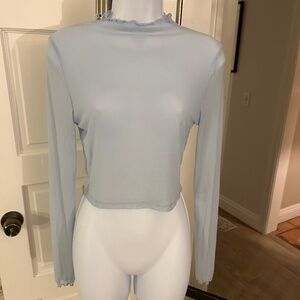 Sheer Gray Long Sleeve Top Size Small